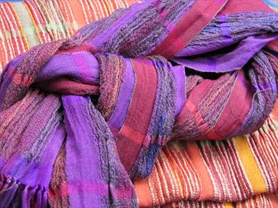 2 handwoven silk & wool scarves