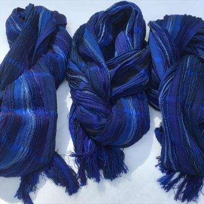 Three handwoven silk & wool scarves