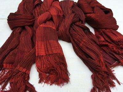 Four handwoven silk and merino wool large scarves