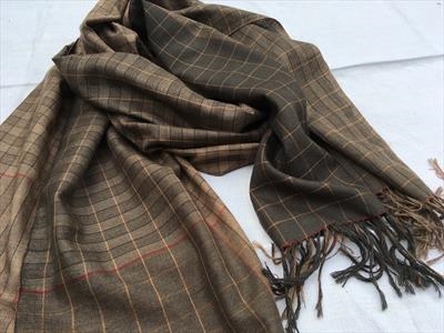 296.Handwoven silk&cashmere large scarf/shawl